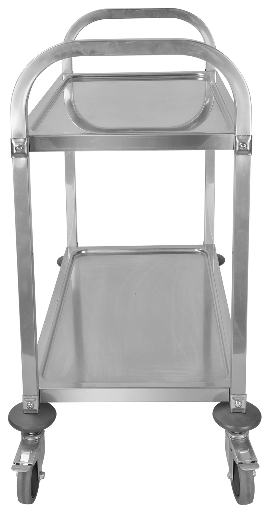 Dwuwarstwowy wózek restauracyjny ze stali nierdzewnej (kwadratowa rura)